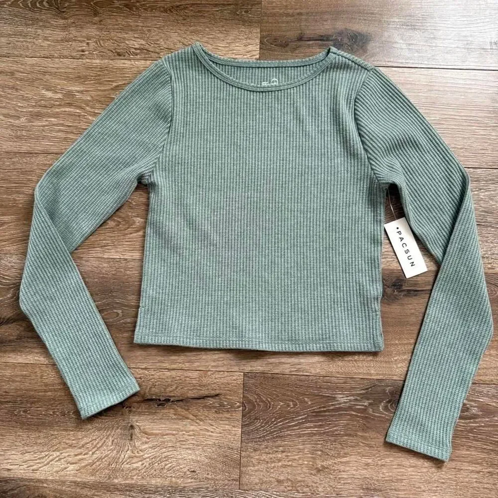 Pacsun Women's Green and Khaki Shirt - Picture 1 of 6